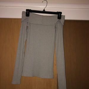 grey off the shoulder top